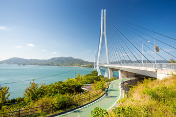 Shimanami kaido cycling route, Japan. Tatara Bridge