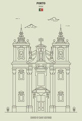 Church of Saint Ildefonso in Porto, Portugal. Landmark icon