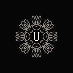 MONOGRAM FLOWER WITH LETTER U
