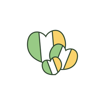 Isolated ireland flag hearts line style icon vector design