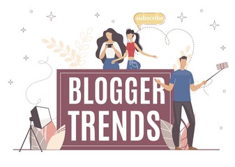 Blogger Trends for More Successful Media Work. Man on Camera Discusses Topic that Popular Now. Girl with Interest Look in Smartphone Watching at New Blog Issue. Keep Follower Following Trend.
