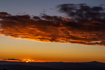 Sunset over mountains and valley