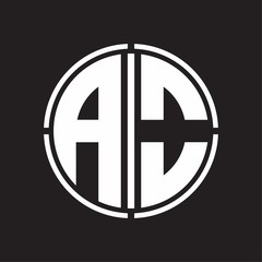 AO Logo initial with circle line cut design template