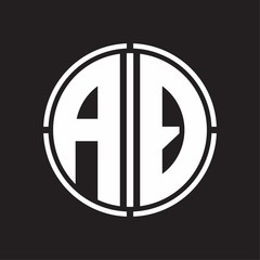 AQ Logo initial with circle line cut design template