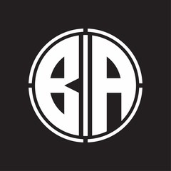 BA Logo initial with circle line cut design template