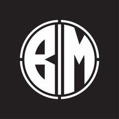 BM Logo initial with circle line cut design template