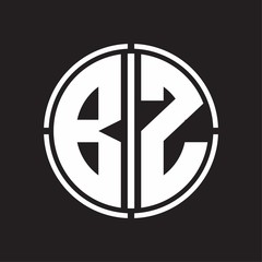 BZ Logo initial with circle line cut design template