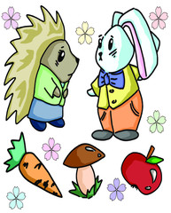 Forest animal collects food child's drawing