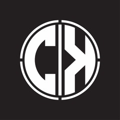CK Logo initial with circle line cut design template