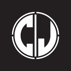 CJ Logo initial with circle line cut design template