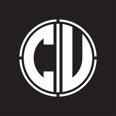 CU Logo initial with circle line cut design template