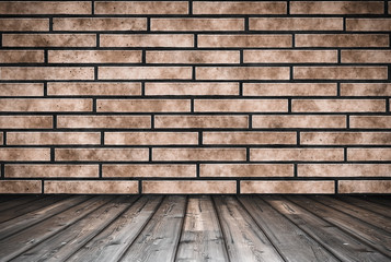 room with brick wall