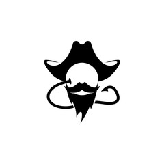 Carp fishing hook and bait logo. Fishing boyle icon looks like a pirate head with a mustache and beard