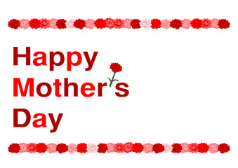 母の日のイラスト: カーネーションの花模様フレーム