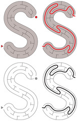 Easy alphabet maze - letter S