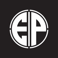 EP Logo initial with circle line cut design template