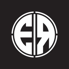 ER Logo initial with circle line cut design template