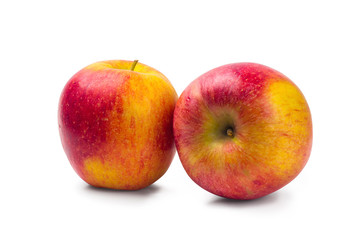 two fuji apple fruit isolated on white background with clipping path