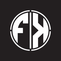 FK Logo initial with circle line cut design template