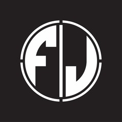 FJ Logo initial with circle line cut design template