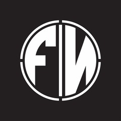 FN Logo initial with circle line cut design template