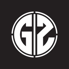 GZ Logo initial with circle line cut design template