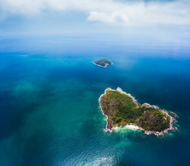 Heart shaped island in the calm tropical sea. Thailand