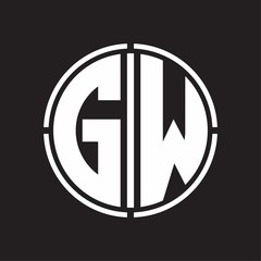 GW Logo initial with circle line cut design template
