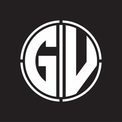 GV Logo initial with circle line cut design template