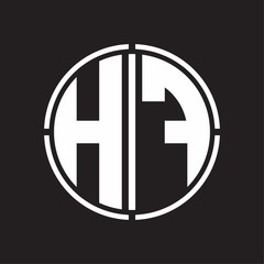 HF Logo initial with circle line cut design template