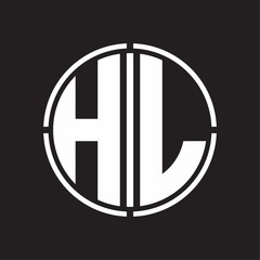 HL Logo initial with circle line cut design template