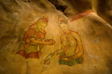 lady drawing on Sigiriya rock , Sri Lanka