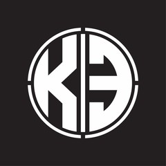 KE Logo initial with circle line cut design template