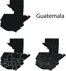 Guatemala vector maps with administrative regions, municipalities, departments, borders