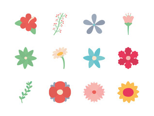 Fototapeta na wymiar Isolated flowers flat style icon set vector design