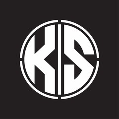 KS Logo initial with circle line cut design template
