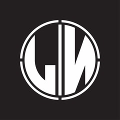 LN Logo initial with circle line cut design template