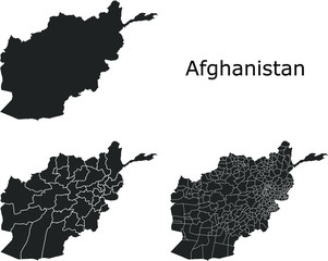 Afghanistan vector maps with administrative regions, municipalities, departments, borders