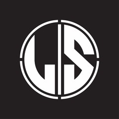 LS Logo initial with circle line cut design template