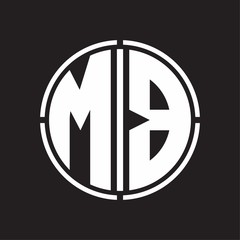MB Logo initial with circle line cut design template