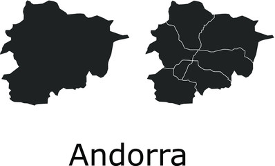 Andorra vector maps with administrative regions, municipalities, departments, borders