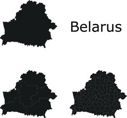 Belarus vector maps with administrative regions, municipalities, departments, borders