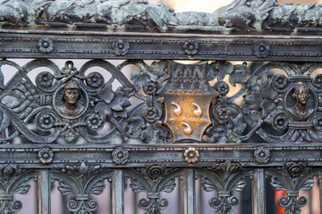 Bartolomeo Collezioni coat of arms on of Basilica of Santa Maria Maggiore fence.  Bergamo. Italy