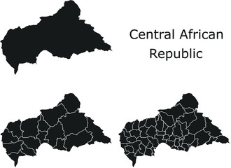 Central African Republic vector maps with administrative regions, municipalities, departments, borders