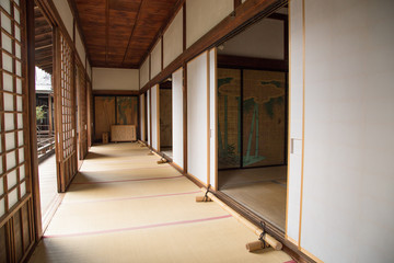Photograph of the corridor of an old Japanese wooden house