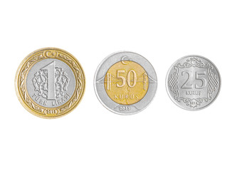 Turkish LiraTurkish Lira coins collection set isolated on white background. coins collection set