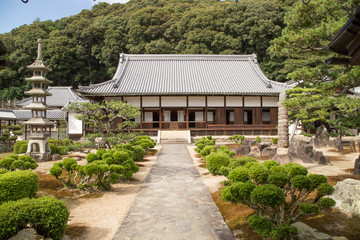 Photograph of a path leading to a Japanese temple