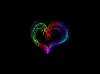 LGBT love concept. Freeze light photo. Abstract pattern background in heart shape.