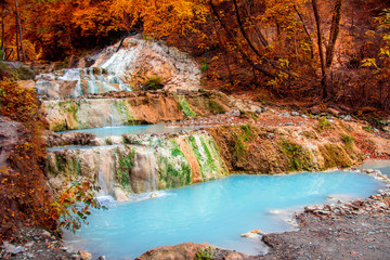 Bagni San Filippo is a thermal hot spring with healing water, Province of Siena, Italy. Thermal Baths.