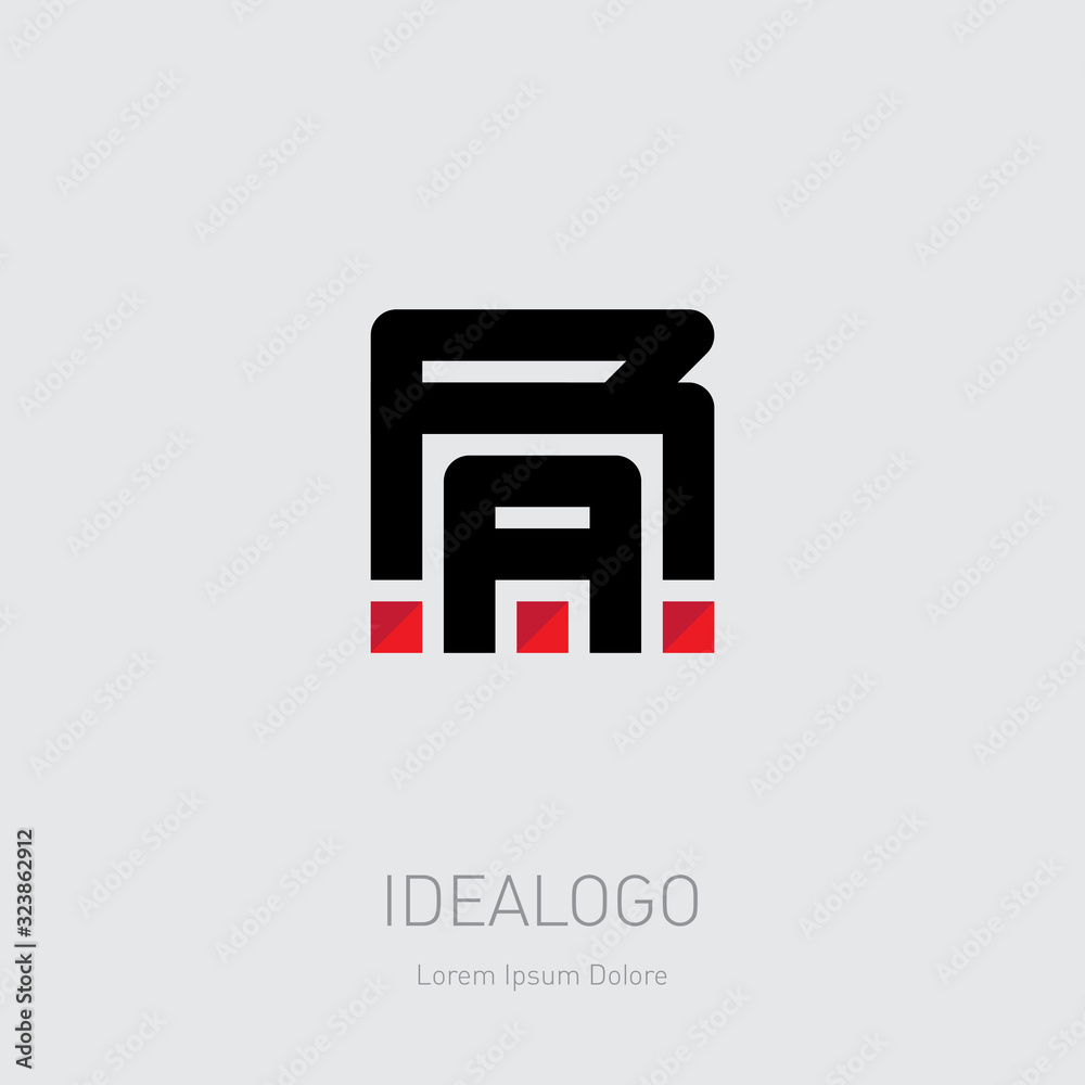 Poster r and a - initials or logo. ra - monogram or logotype for a tech startup. vector design element or i